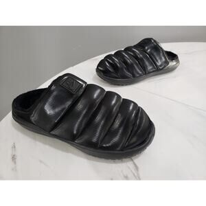 Nike Burrow SE Triple Black Slides Sandal Fur Lined Slip On Slipper House Shoe